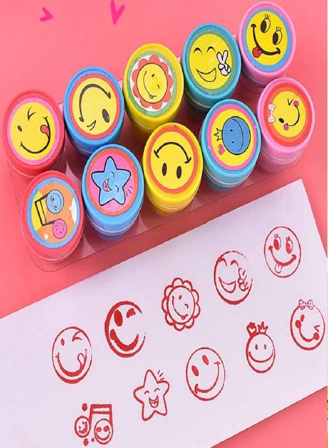 RKZ® Emoji Stamps for Kids - Emoji Stamp, Educational Toys Art and Craft School Supplies, Coloring & Stamping Set for Girls & Boys 3 Years +, Multicolor Learning Toys (Pack of 10 Pcs) - Image 1